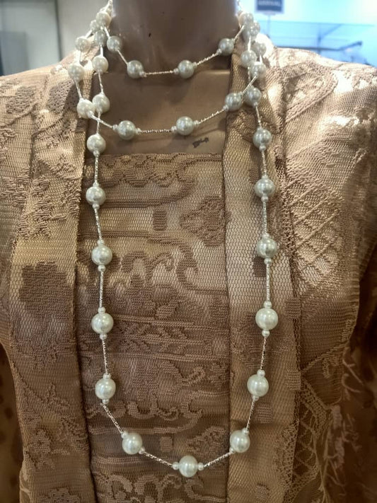 LONG PEARL CHROME NECKLACE